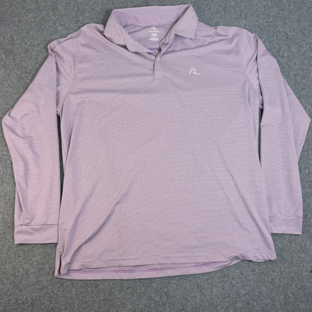 Rhoback Mens XXL Purple Striped Long Sleeve Performance Polo Shirt Stretch Golf